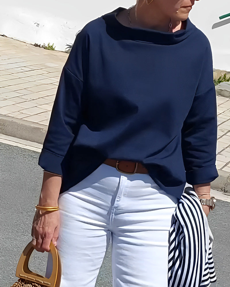 Women's Casual Waterfall Neck Blouse | with 3/4 Sleeves