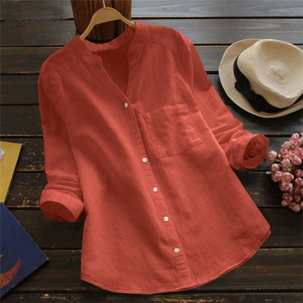 Women's Summer Button-Down Linen Blouse | with Breast Pocket