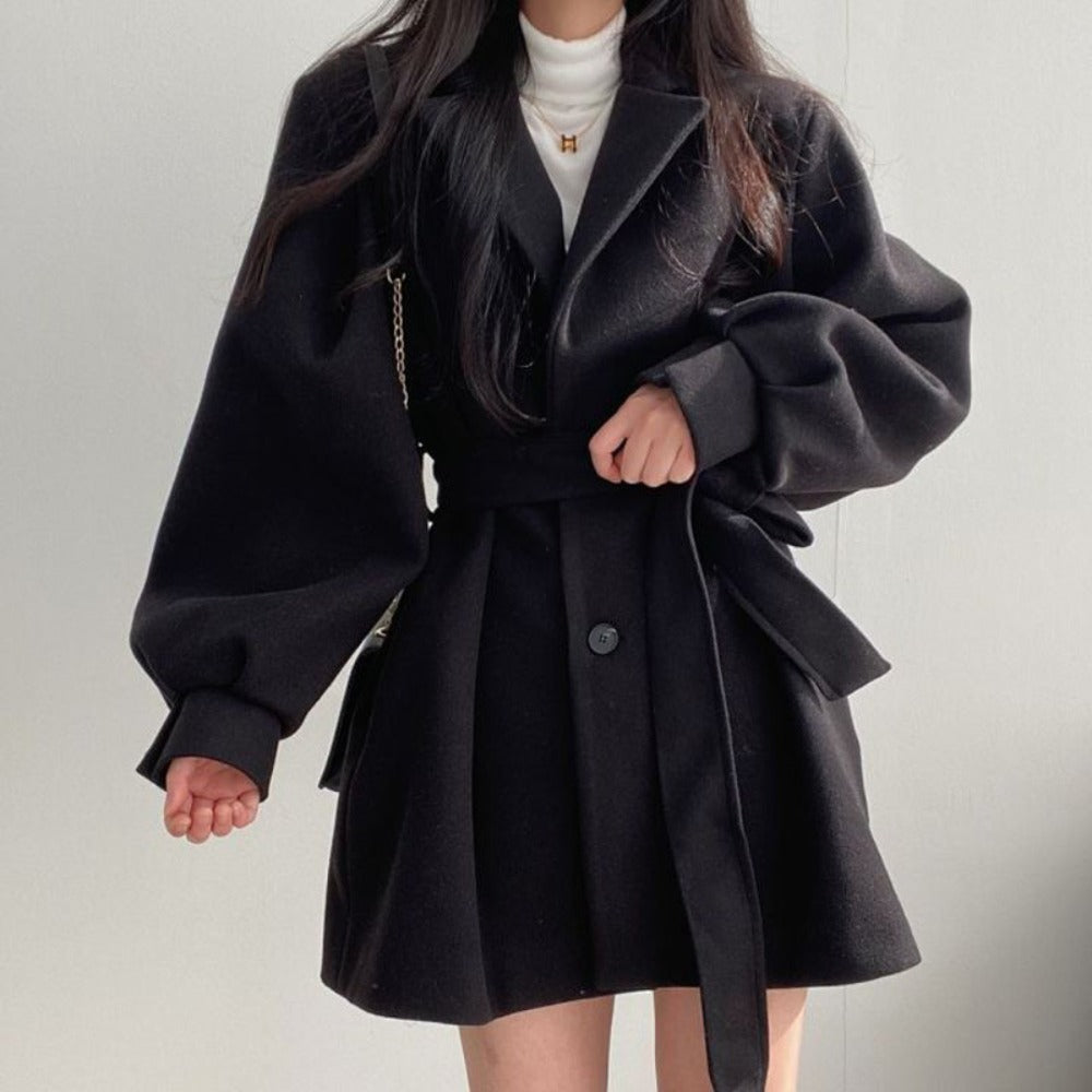 Belted Coat with Long Sleeves for Women - Marilena