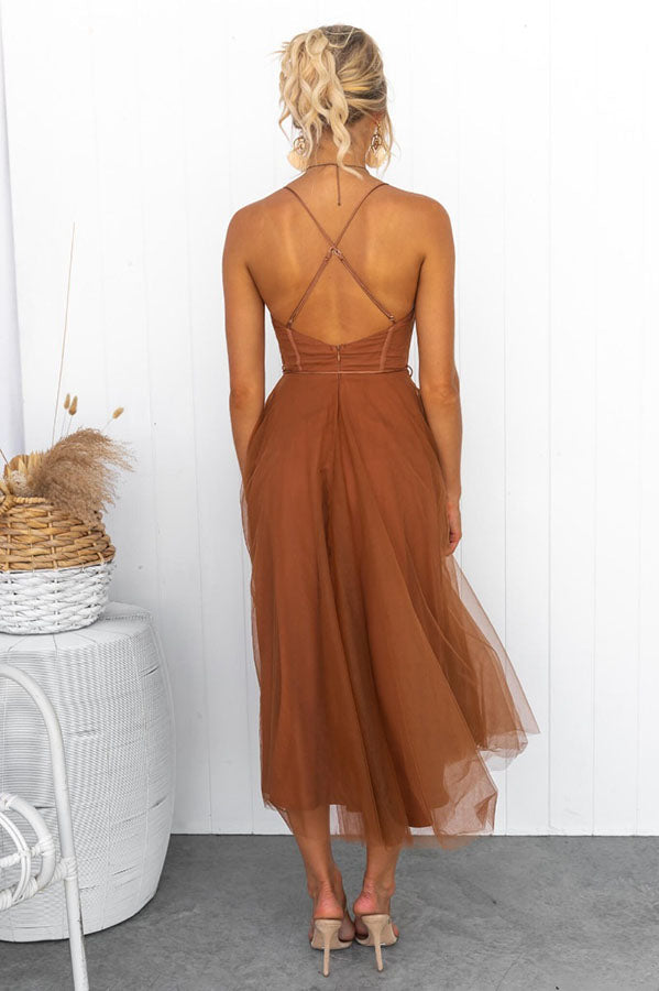 Party Corset Midi Dress | Tulle Skirt