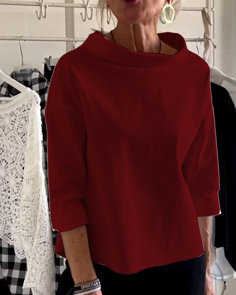 Women's Casual Waterfall Neck Blouse | with 3/4 Sleeves