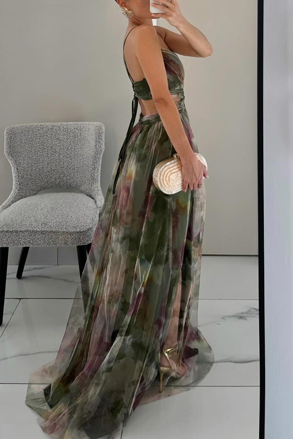Party V-Neck Printing Dress| Long