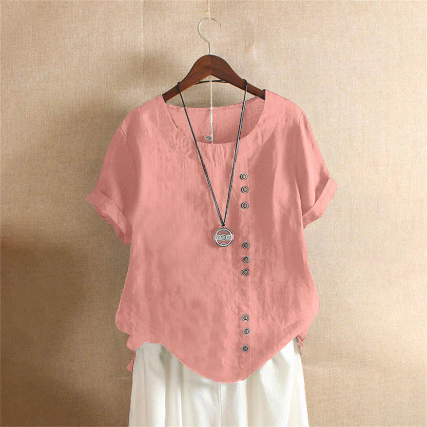 Women’s Summer Casual Linen Blouse | Short Sleeve