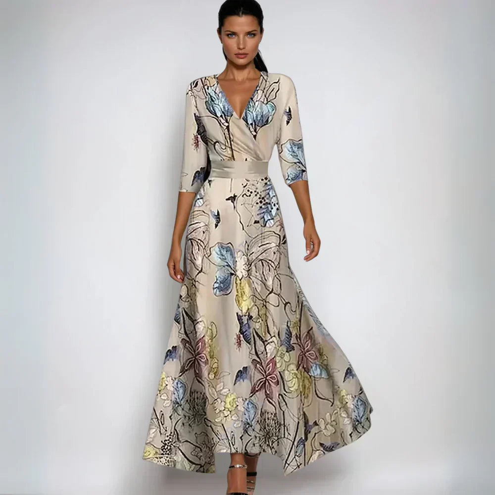Women's Floral Print Wrap Maxi Dress | V-Neck
