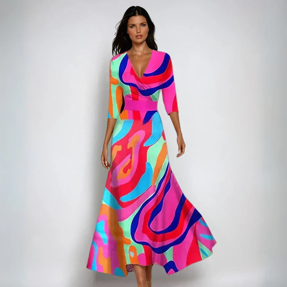 Women's Floral Print Wrap Maxi Dress | V-Neck