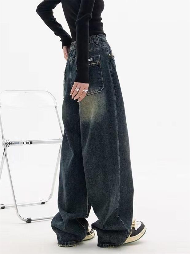 Women’s Dark Washed Boyfriend Jeans | Baggy