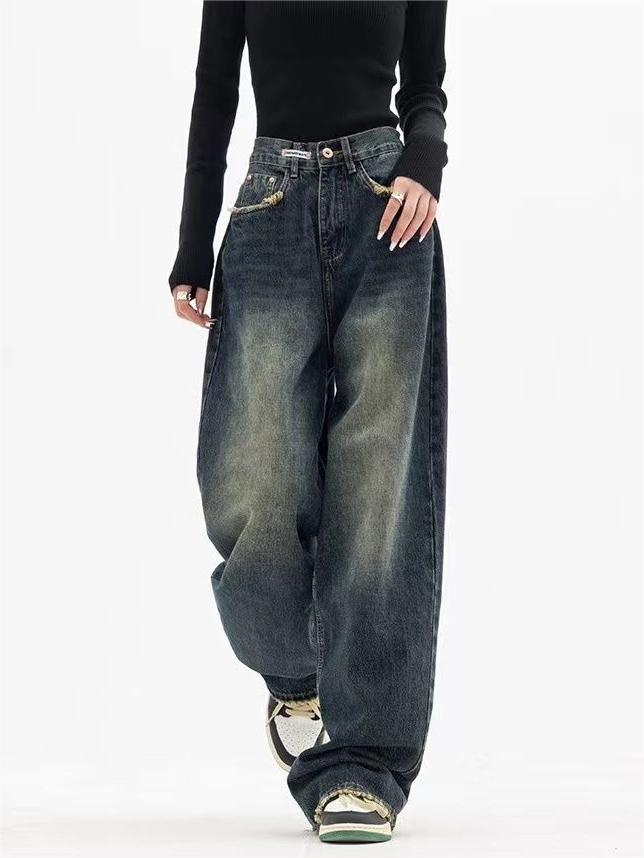 Women’s Dark Washed Boyfriend Jeans | Baggy