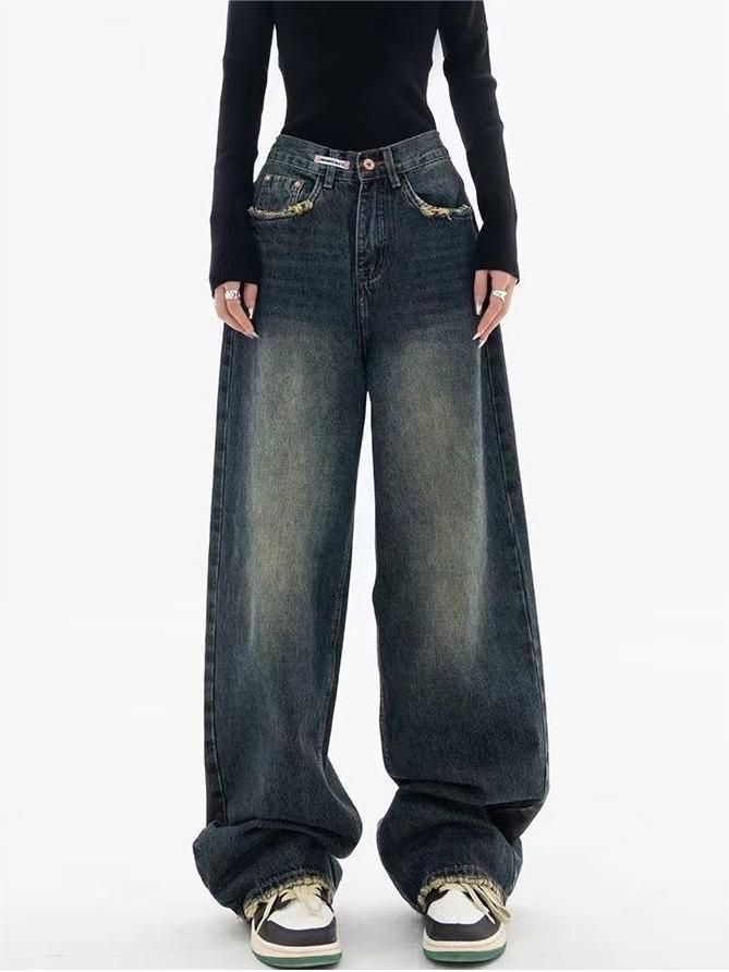 Women’s Dark Washed Boyfriend Jeans | Baggy