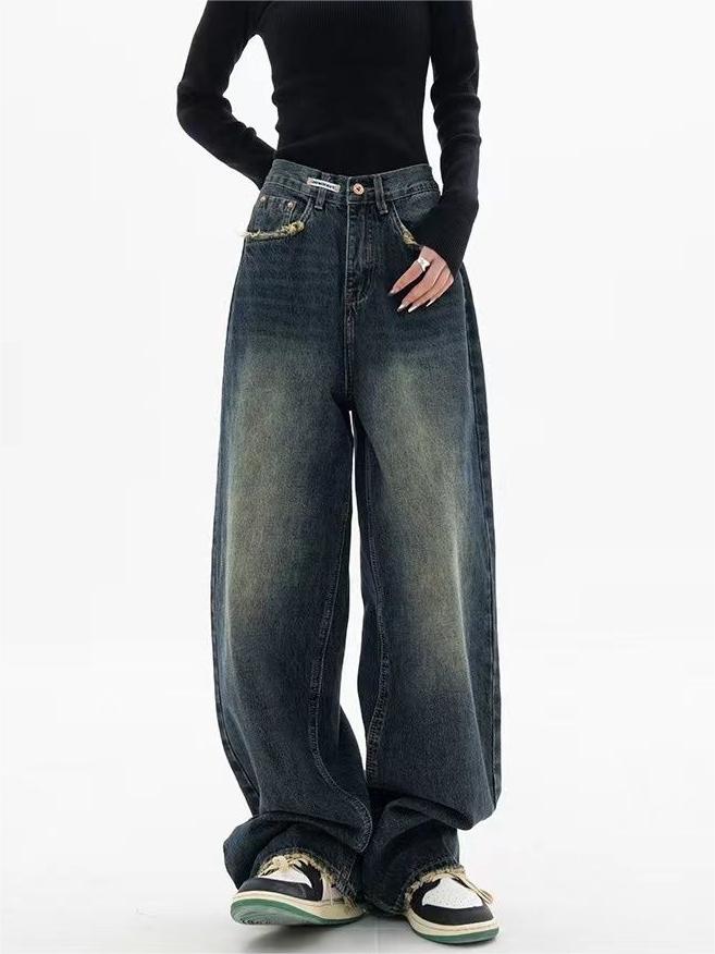 Women’s Dark Washed Boyfriend Jeans | Baggy