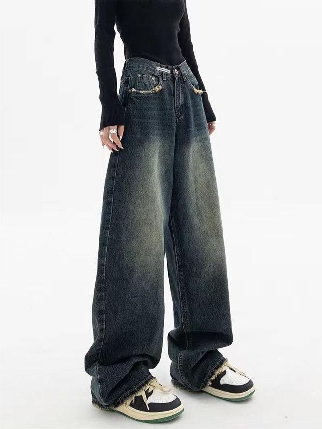 Women’s Dark Washed Boyfriend Jeans | Baggy