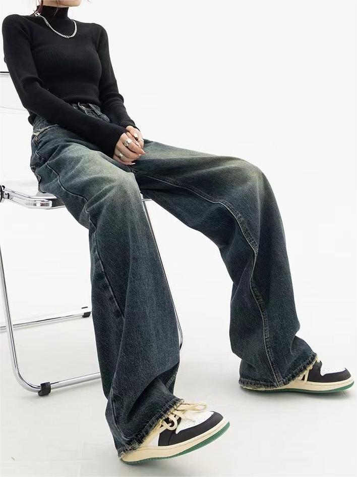 Women’s Dark Washed Boyfriend Jeans | Baggy