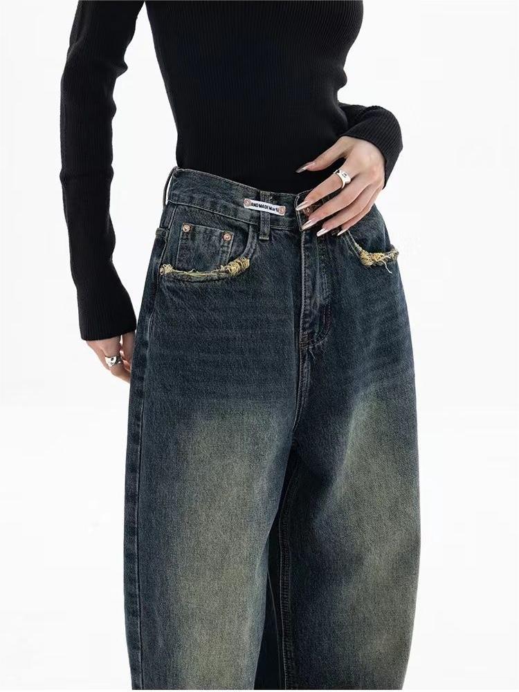 Women’s Dark Washed Boyfriend Jeans | Baggy