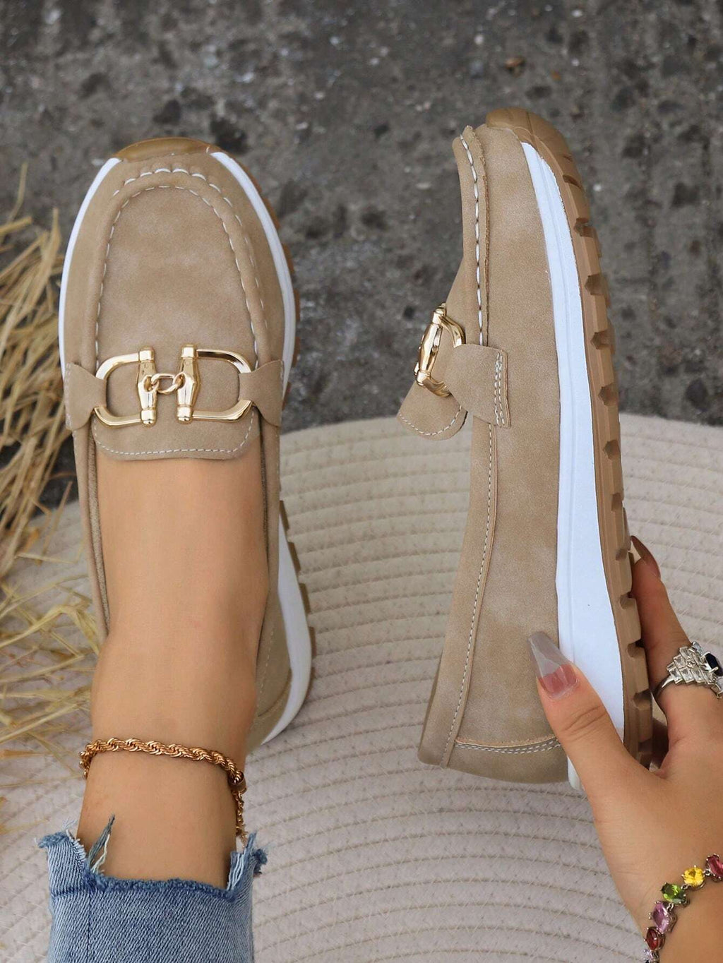 Women's Flat Buckle Loafers | Retro