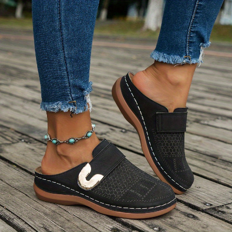 Women's Wedge Slippers | Metal Buckle