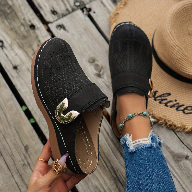 Women's Wedge Slippers | Metal Buckle