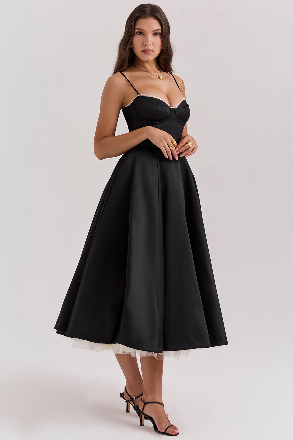 Women's Heart-Shaped Neckline Evening Dress | Midi