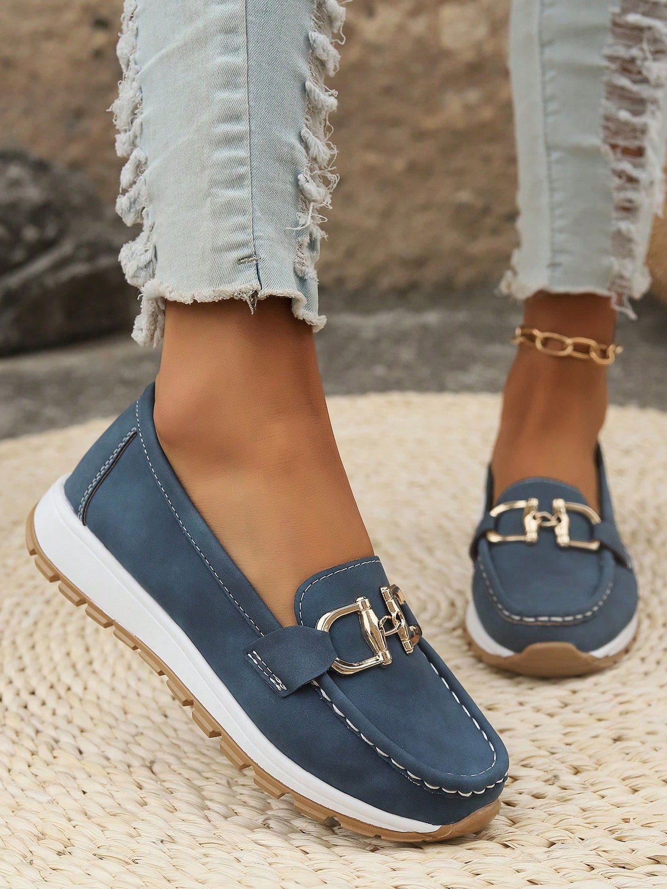 Women's Flat Buckle Loafers | Retro