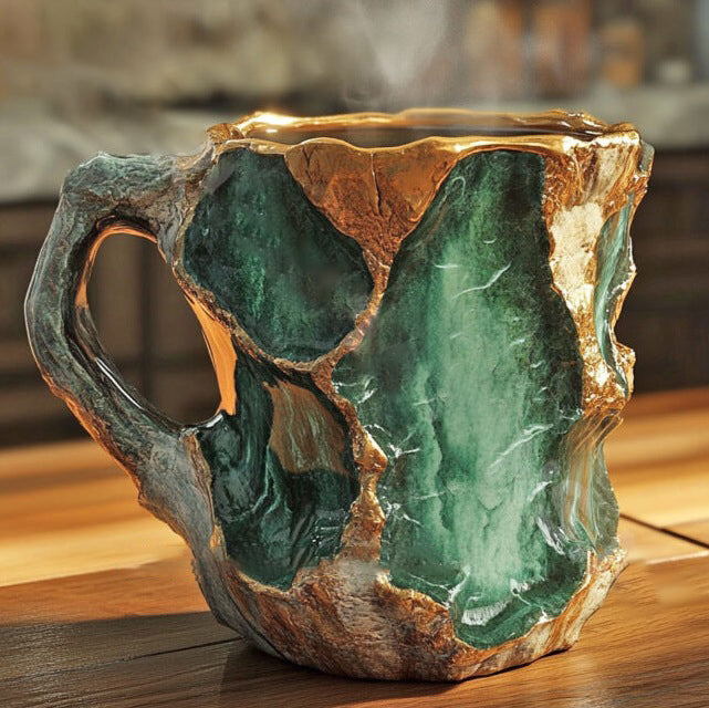 Handmade Mineral Crystal Coffee Mugs | Insulating & Microwave Safe | 350–450 ml