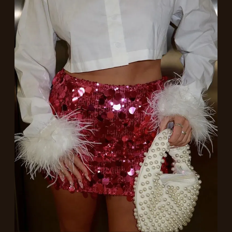 Women’s Glittery High-Waisted Skirt | Mini
