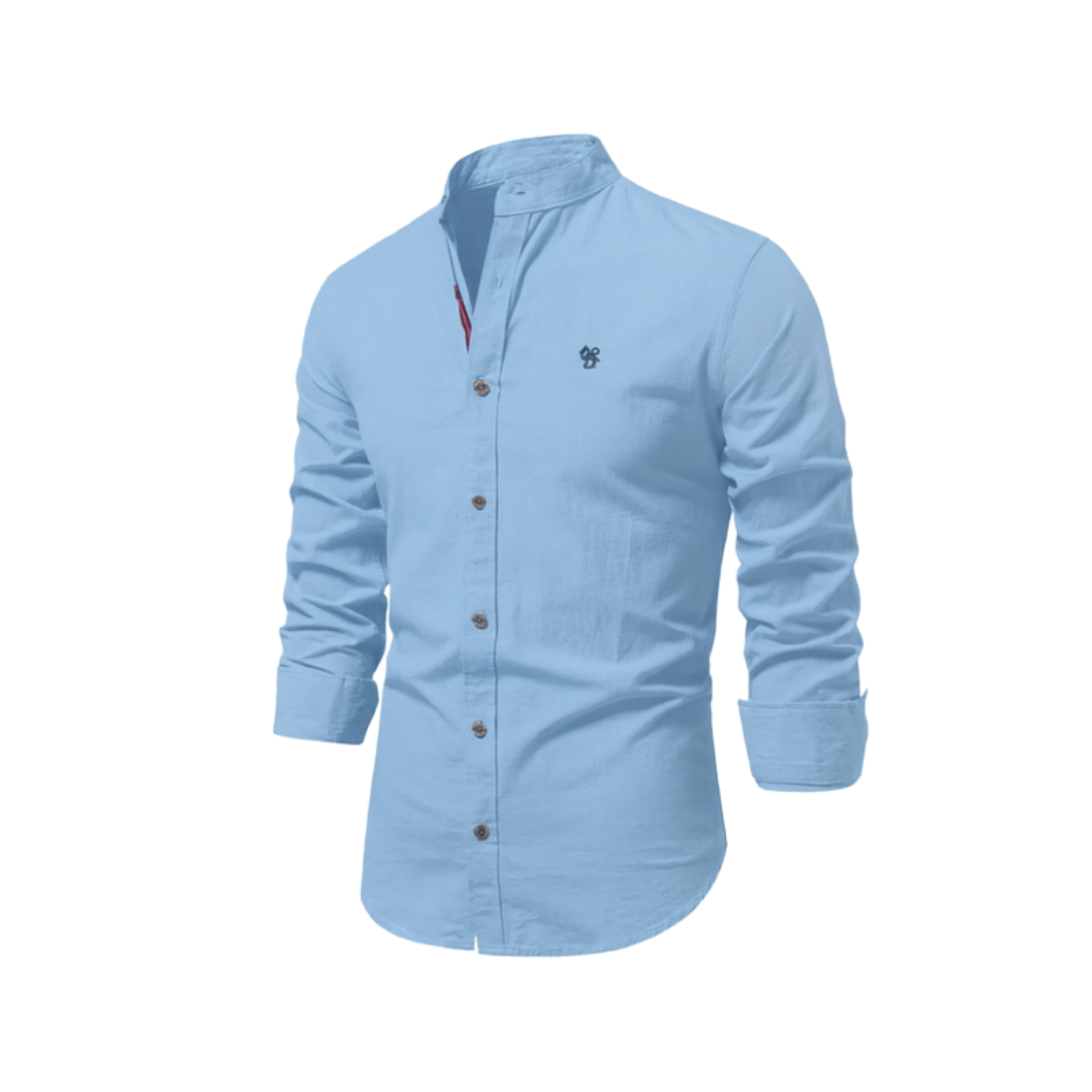 Men's Stand Collar Casual Shirt | Long Sleeve