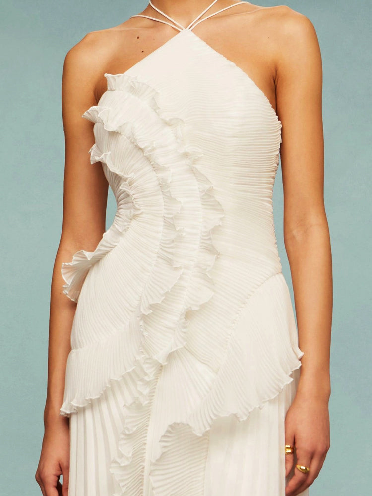 Women's Asymmetric Pleated Dress | Long