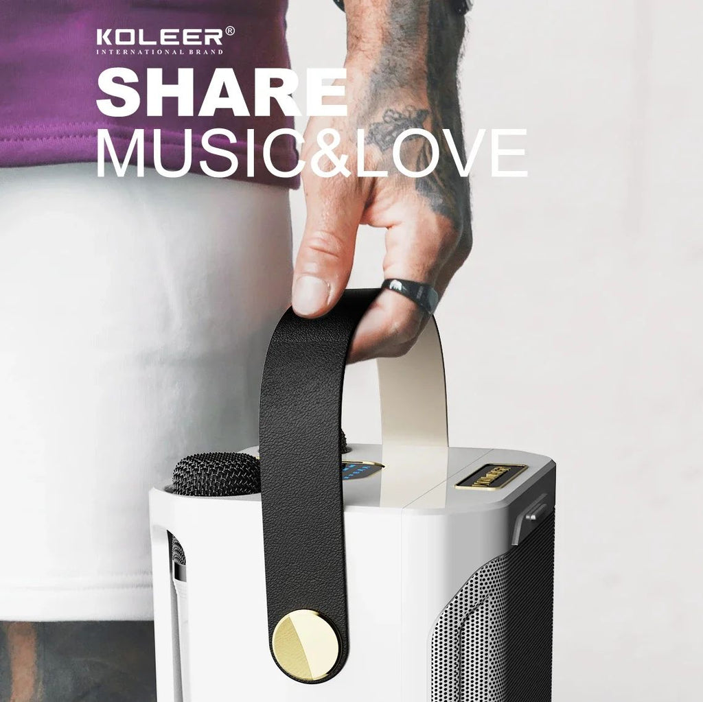 High-Performance Portable Karaoke Bluetooth Speaker – 360° Stereo Surround Wireless Subwoofer with Dual Microphones