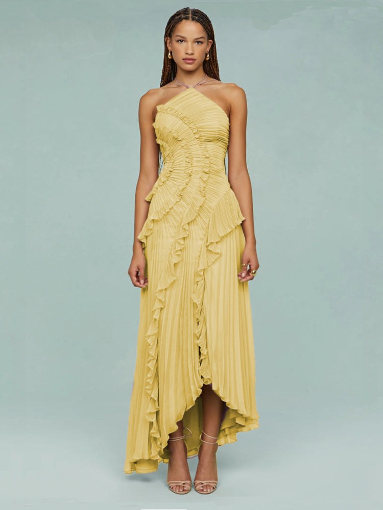 Party Asymmetric Dress | Pleated