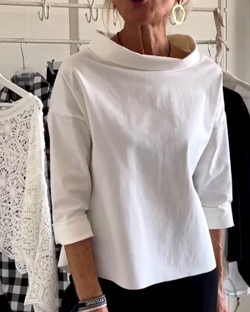 Women's Casual Waterfall Neck Blouse | with 3/4 Sleeves