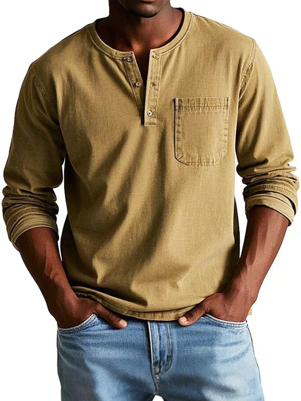 Men's Long Sleeve Henley T-Shirt | Casual