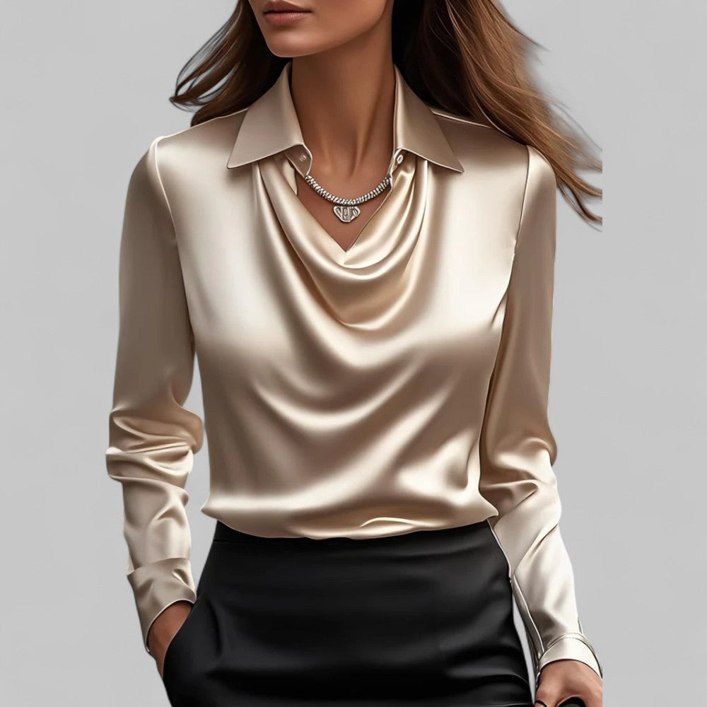 Women's Waterfall Neck Blouse | Long Sleeves