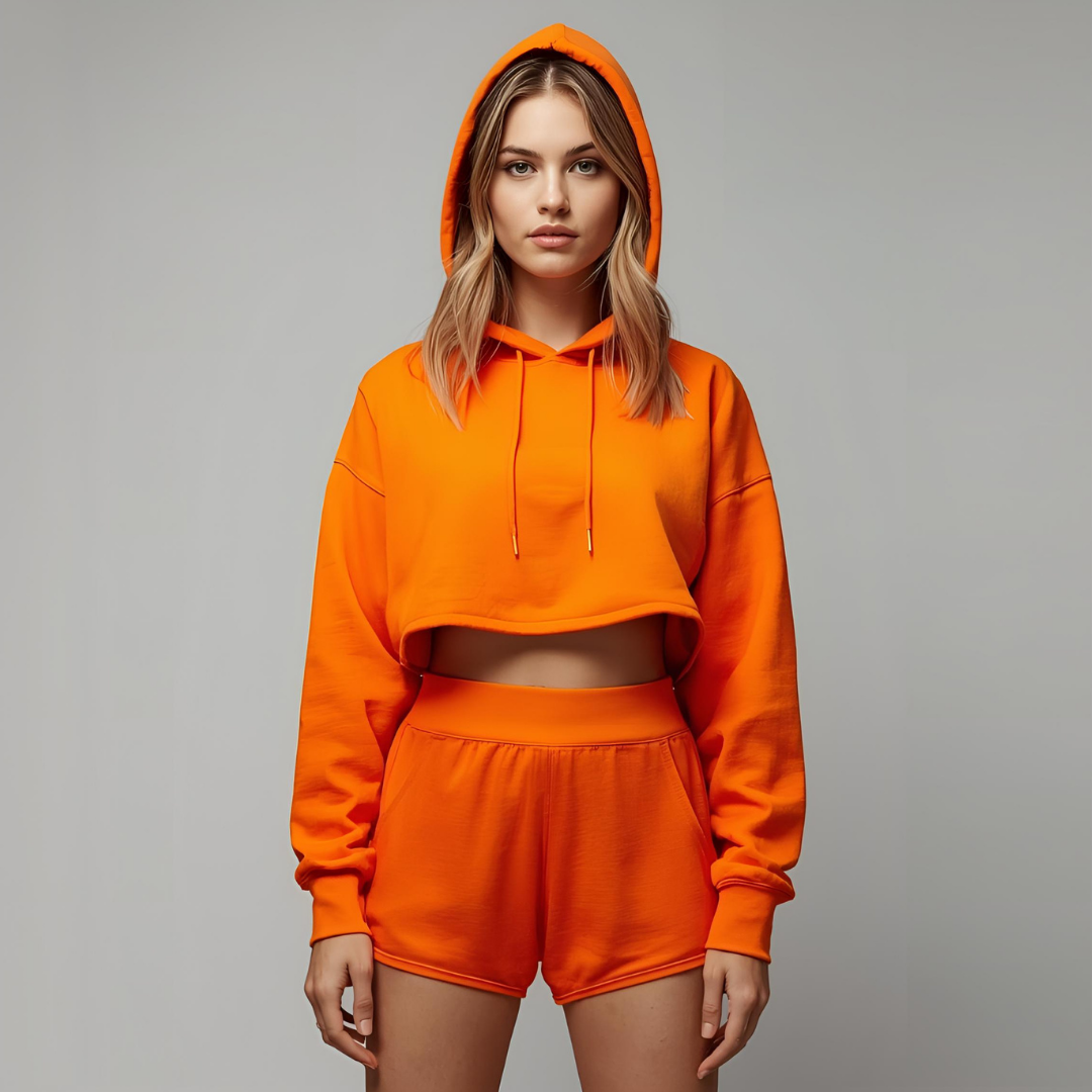 ZARA | Orange Crop Hoodie