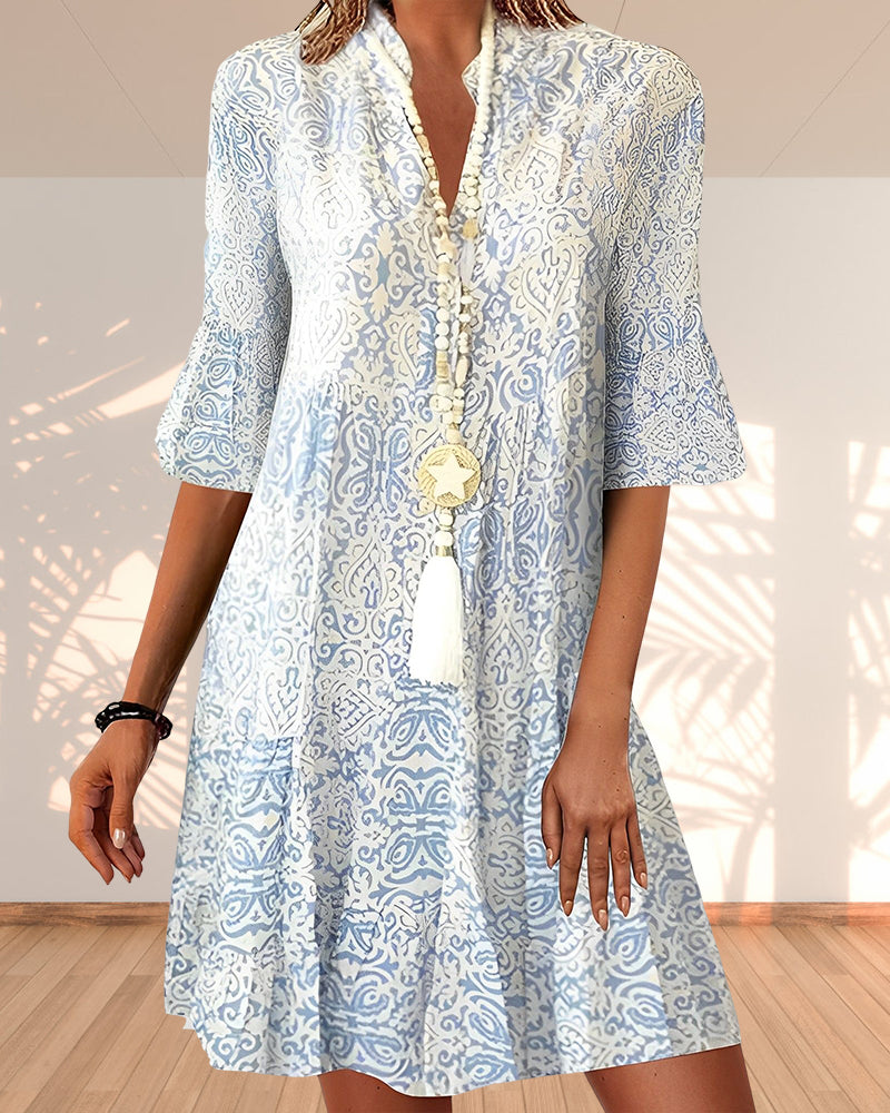 Women's V-Neck Boho Summer Dress | Mini