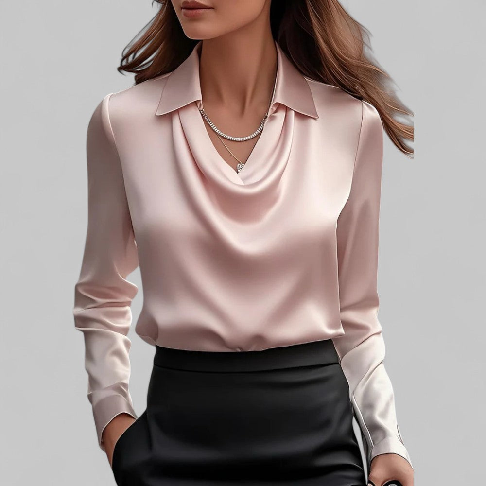 Women's Waterfall Neck Blouse | Long Sleeves