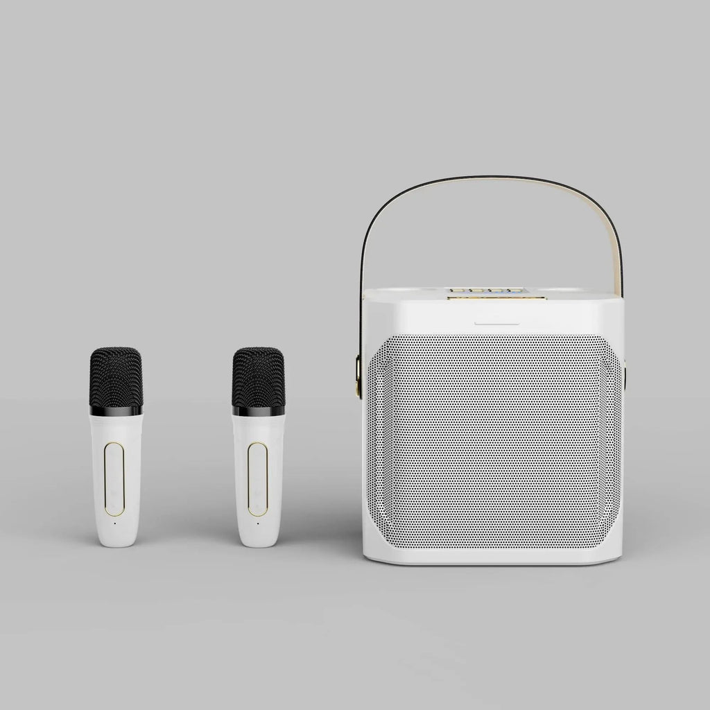 High-Performance Portable Karaoke Bluetooth Speaker – 360° Stereo Surround Wireless Subwoofer with Dual Microphones