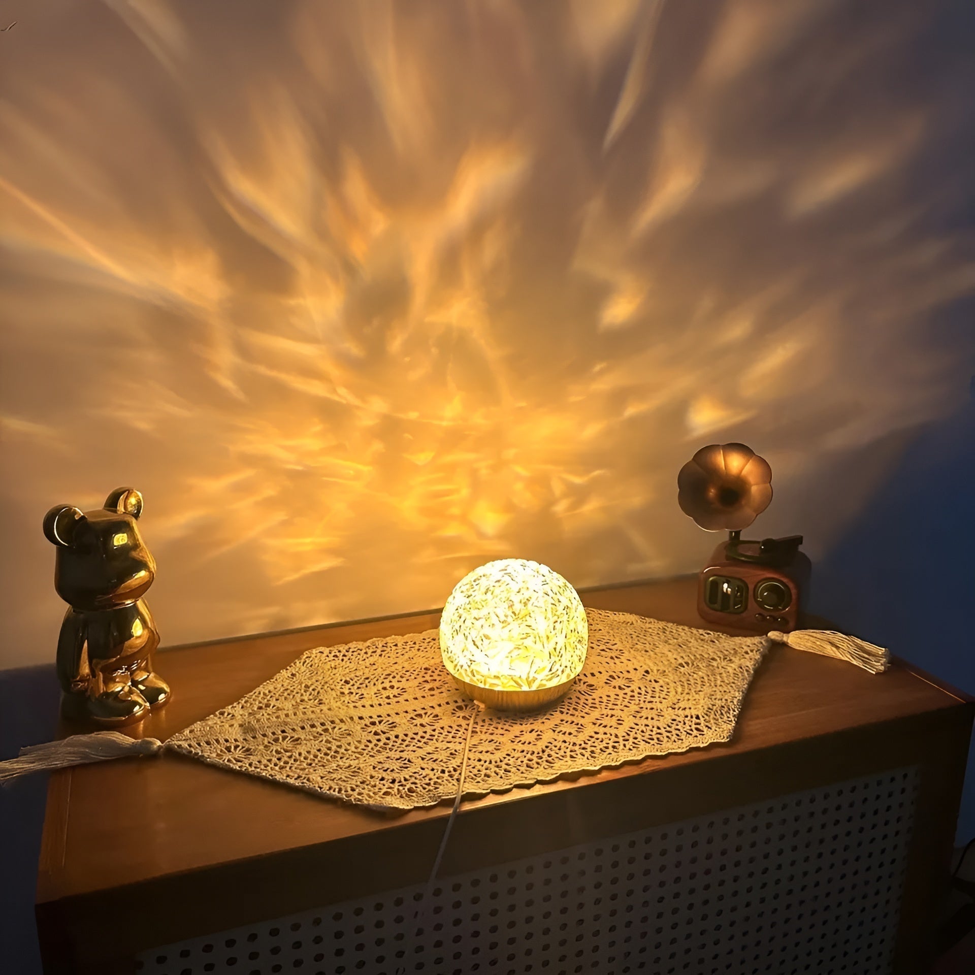 Wave Light Projection Lamp – Soothing Mood Lighting for Table or Bedroom