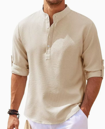 Men's Long Sleeve Henley Shirt | Casual