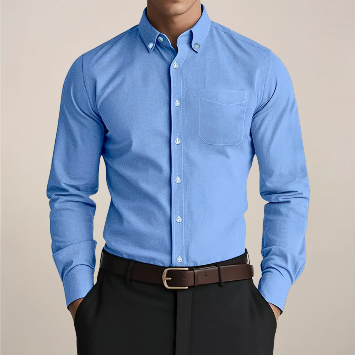 Men's Casual Button-Down Long Sleeve Shirt | with Chest Pocket