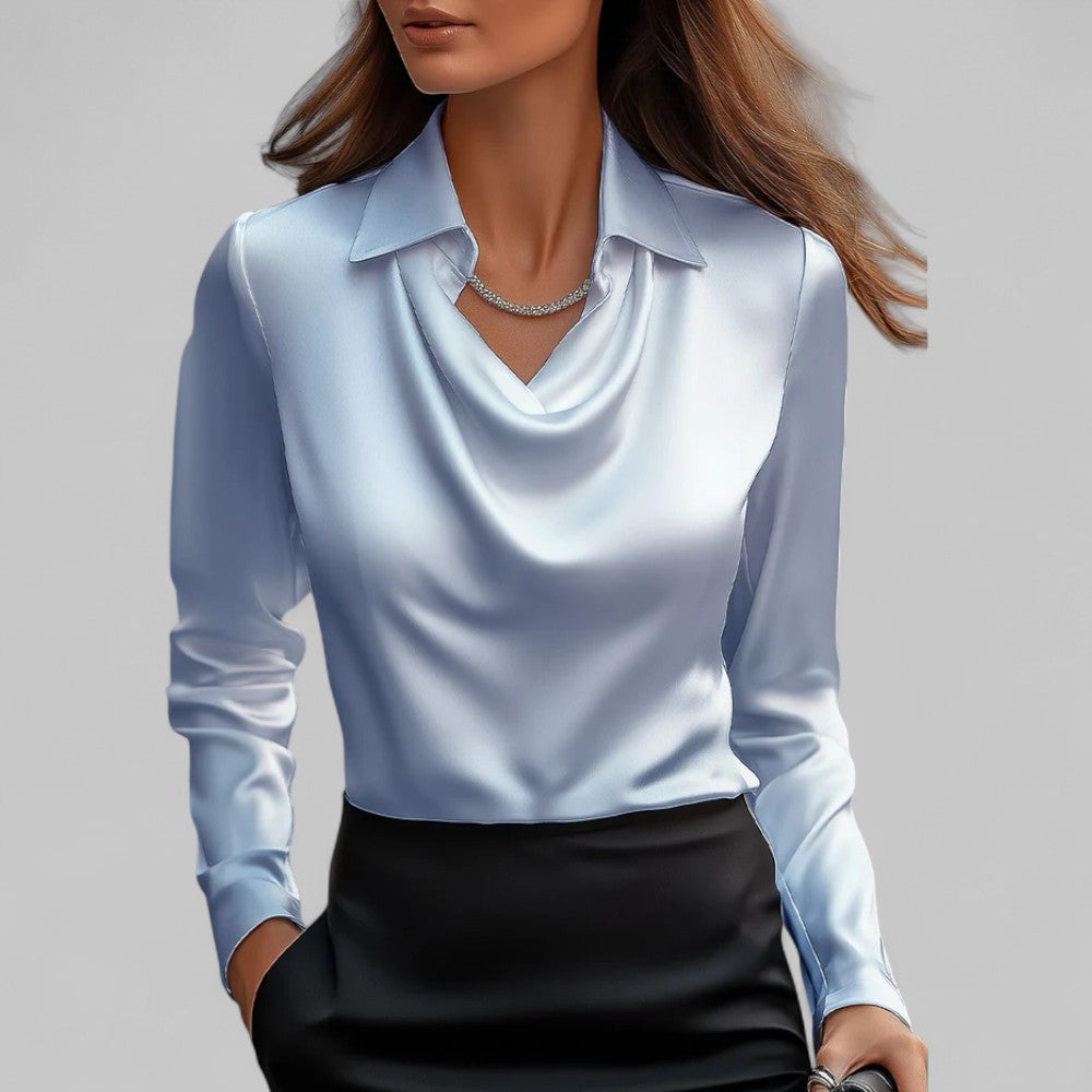 Women's Waterfall Neck Blouse | Long Sleeves