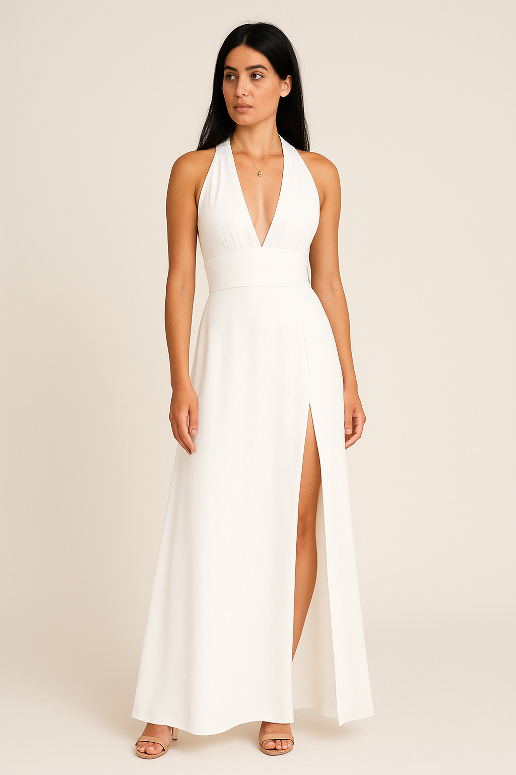 Party Satin Halter Dress | Midi