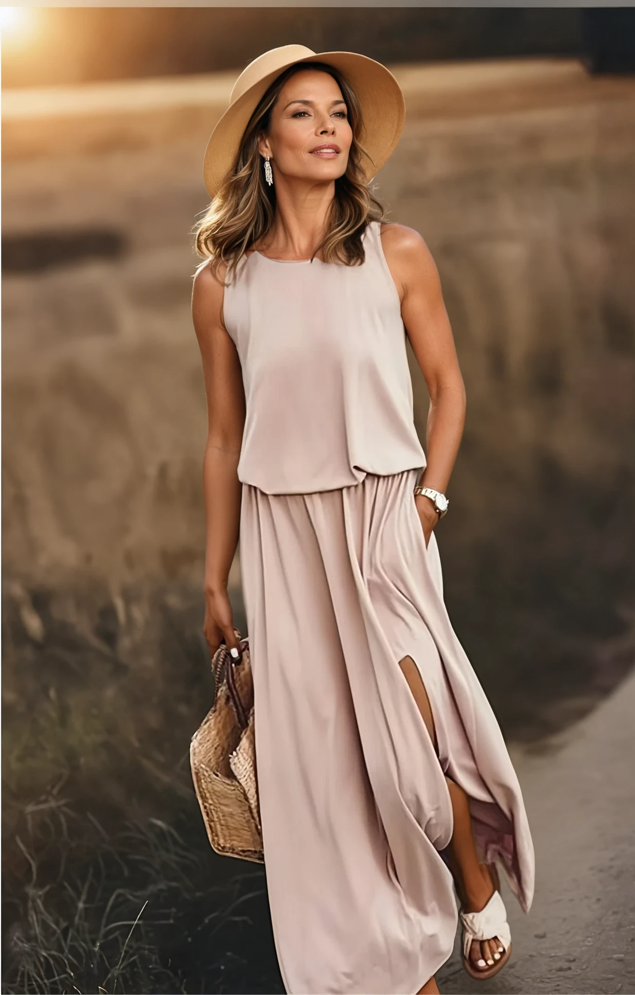 Women's Sleeveless Summer Dress with Side Slit | Maxi