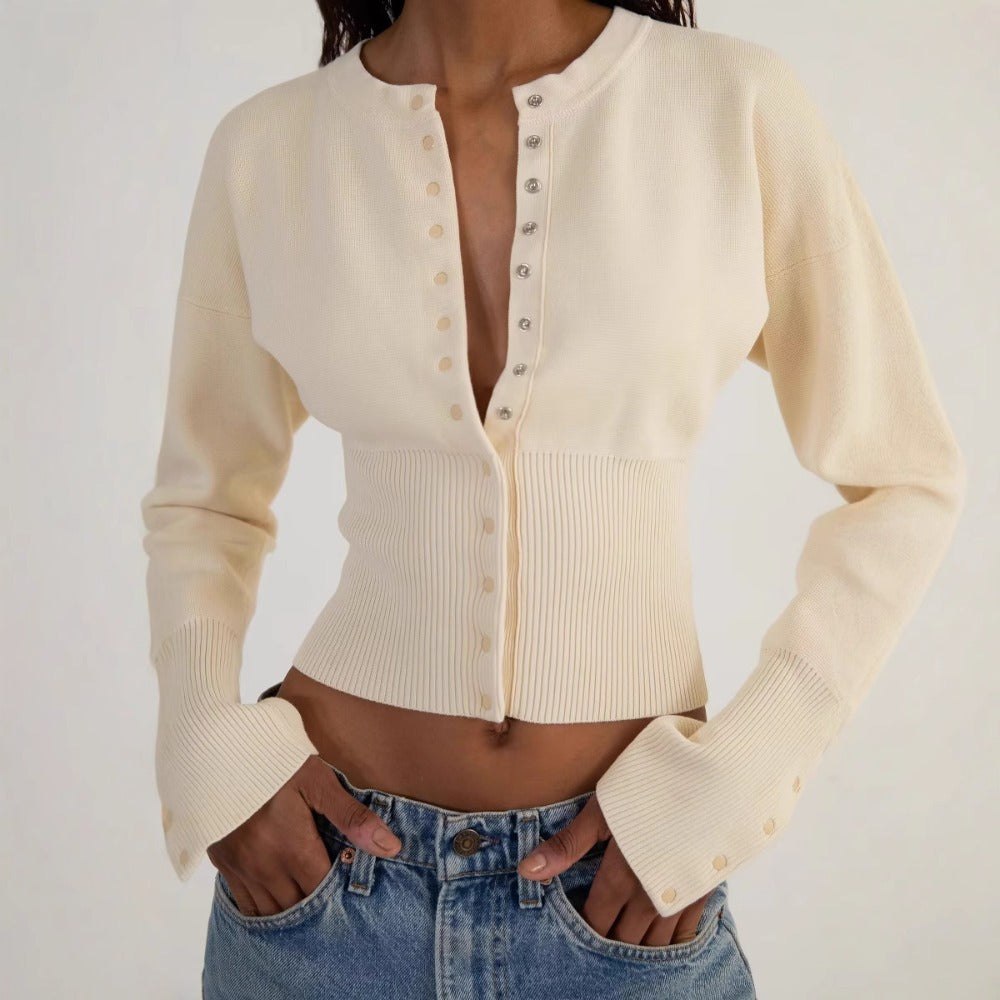 Knit Button Down Cardigan with Long Sleeves for Women - Claudia