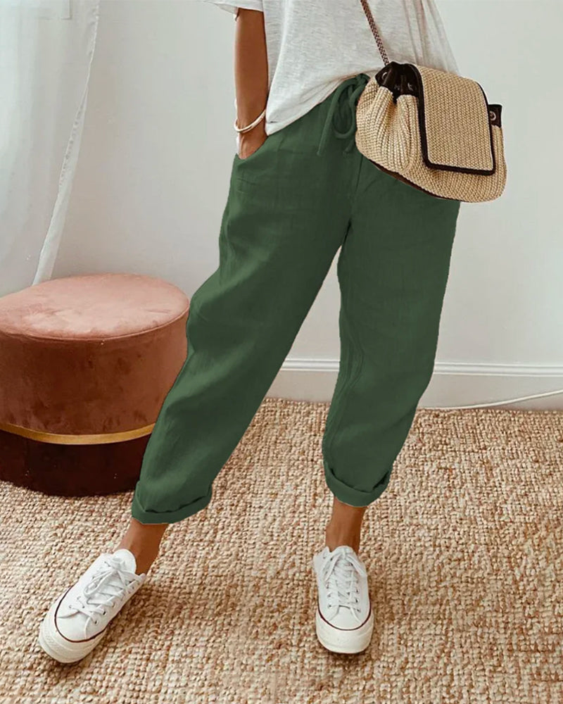 Women's Summer Linen Pants | with Drawstring