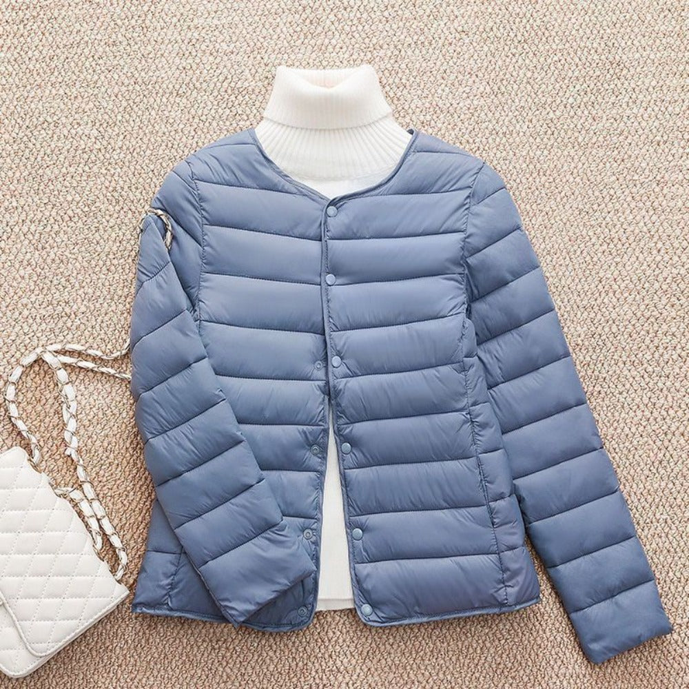 Lightweight Down Jacket with Snap Buttons for Women - Sebastiana