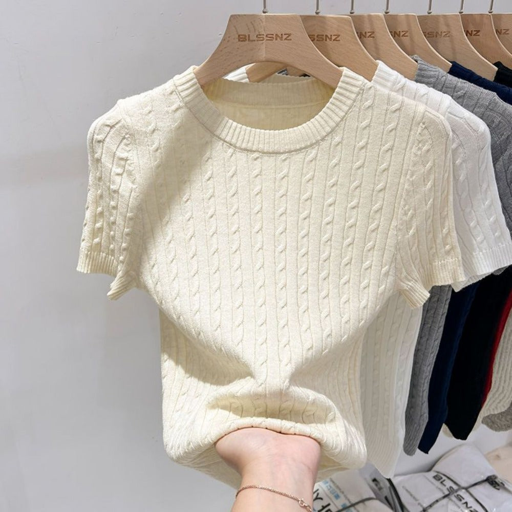 Short Sleeve Knit Sweater Top for Women - Eva