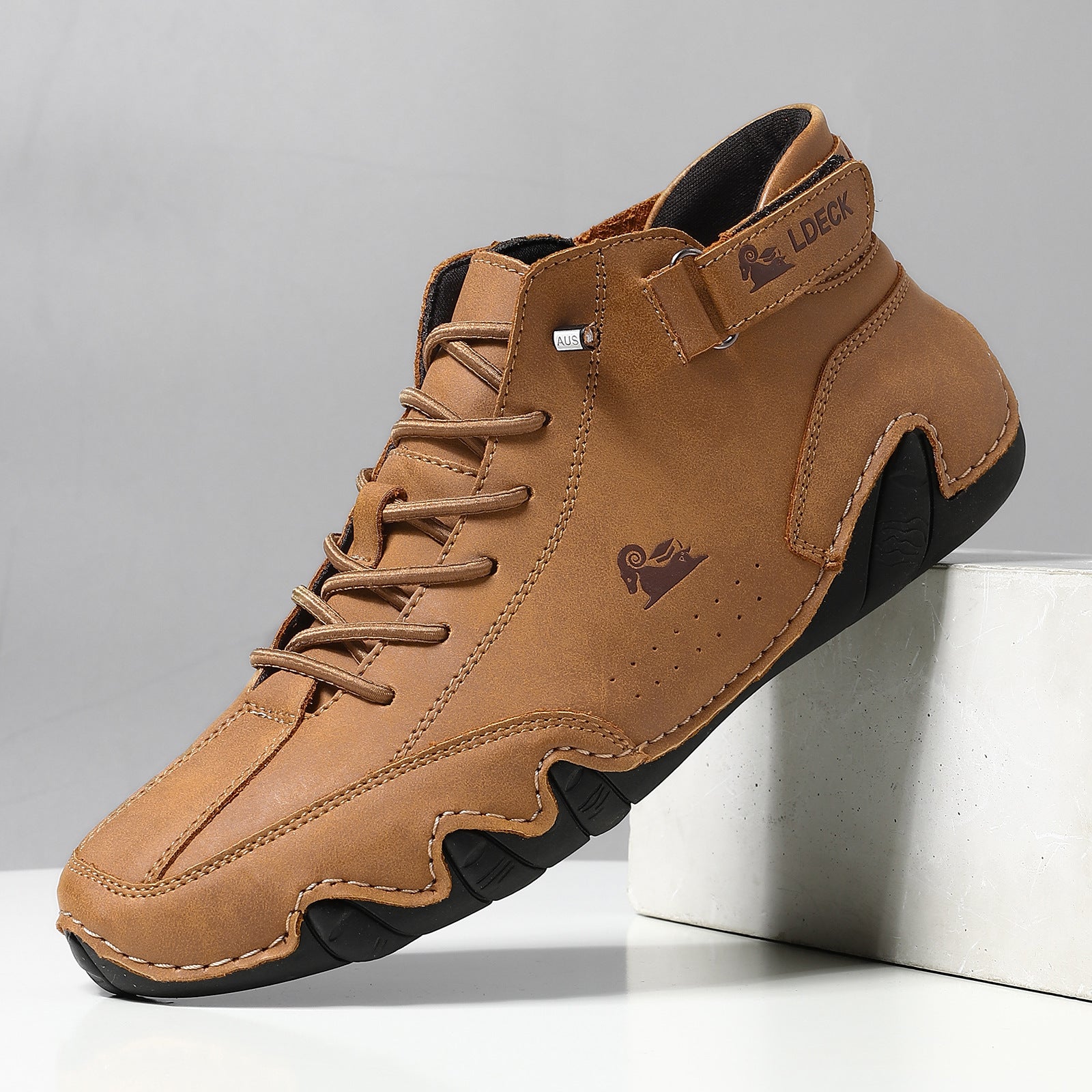 Men's High-Top Barefoot Shoes | Lacing and Velcro Closure