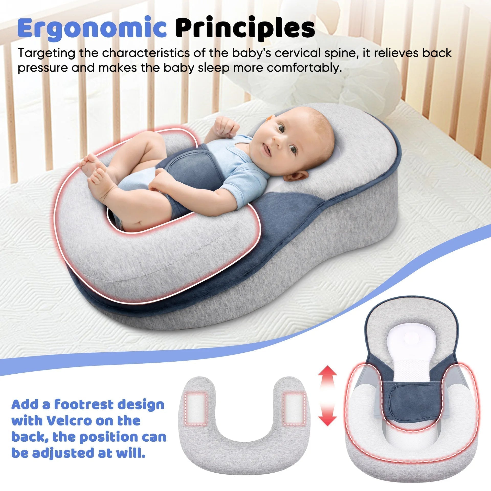 Elevated Anti-Reflux Baby Lounger for Newborns and Infants