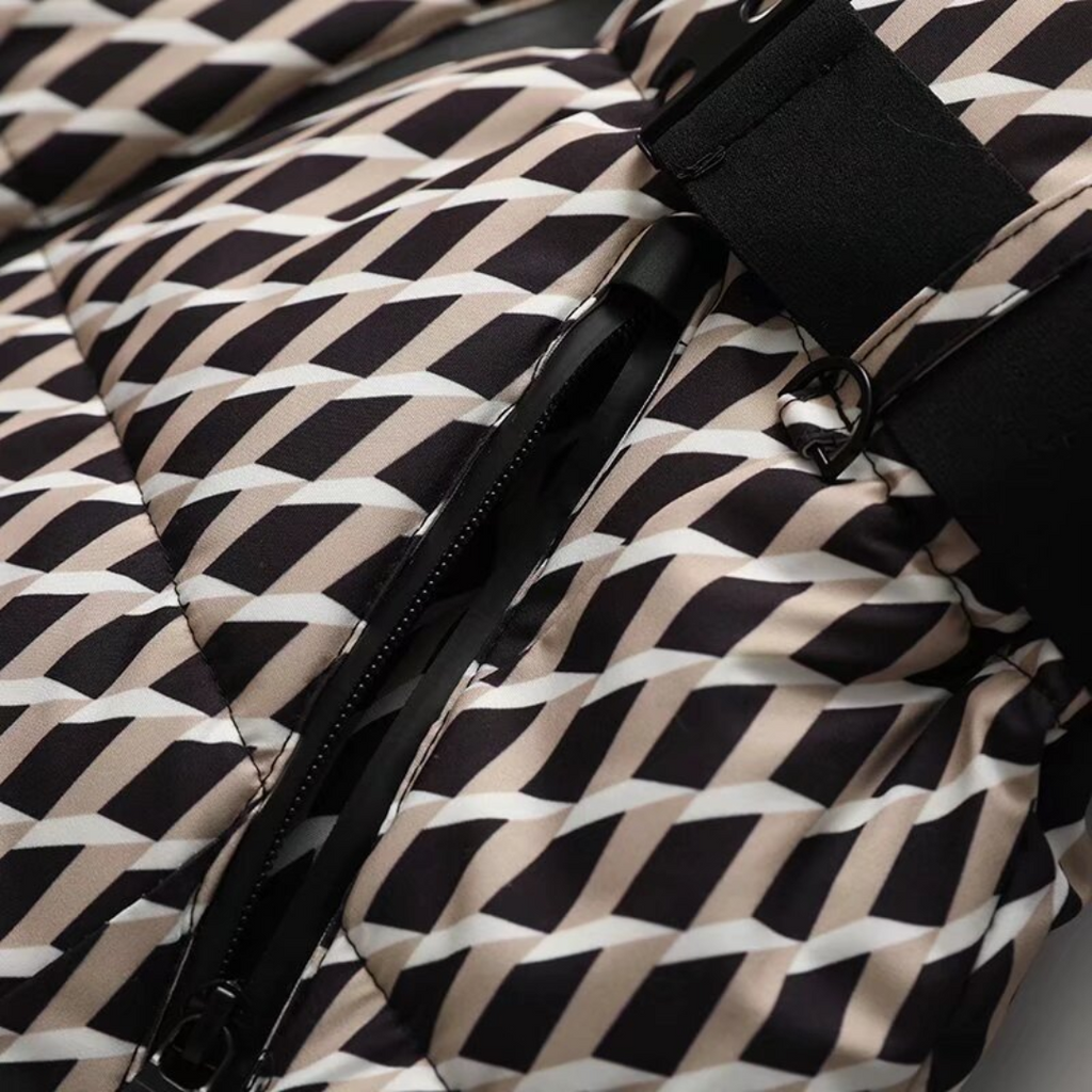 Women's Plaid Puffer Jacket | Waist