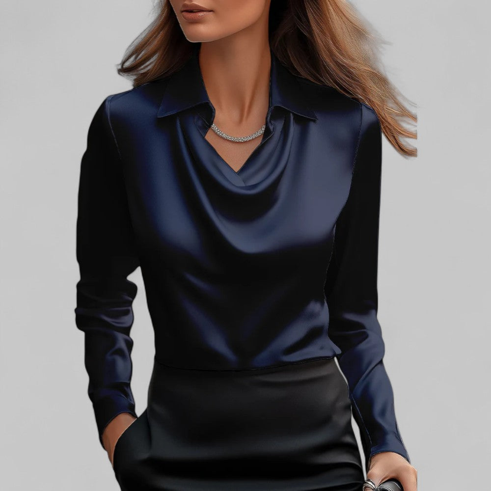 Women's Waterfall Neck Blouse | Long Sleeves