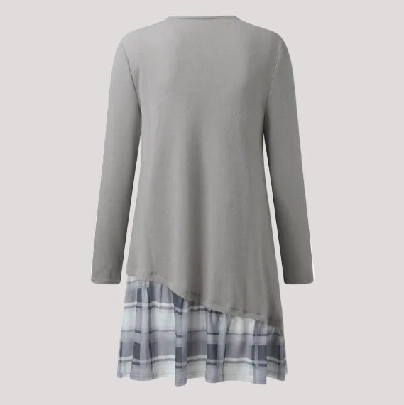 Women's Checkered Long Sleeve Button Dress | Midi