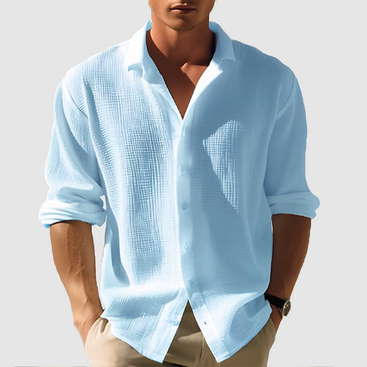 Men's Waffle Knit Long Sleeve Shirt | Casual